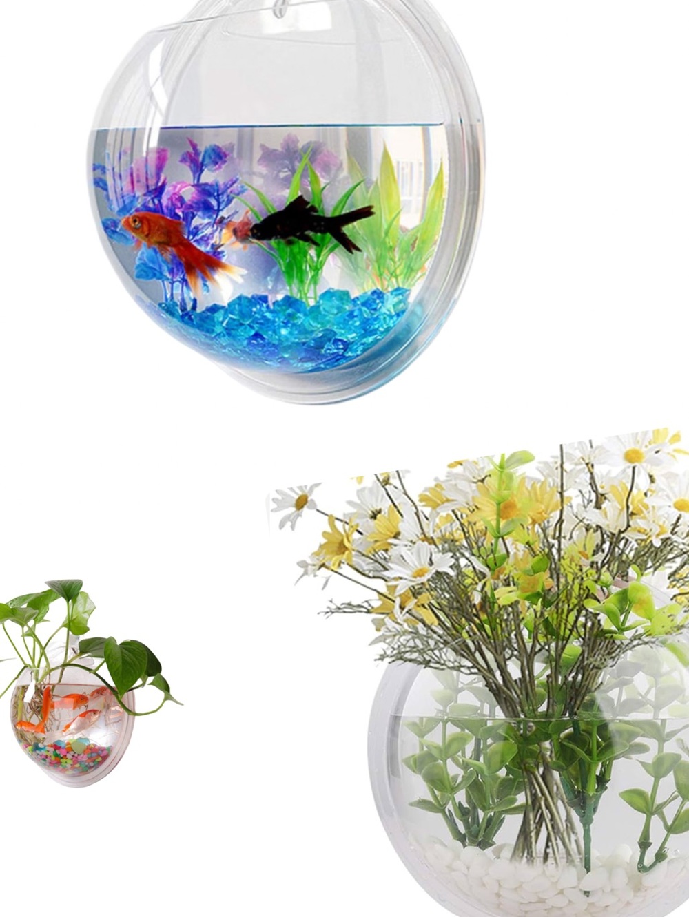 🚨Sale🚨 NWT Clear Acrylic Wall-Mount Hanging Fish Bowl Terrarium